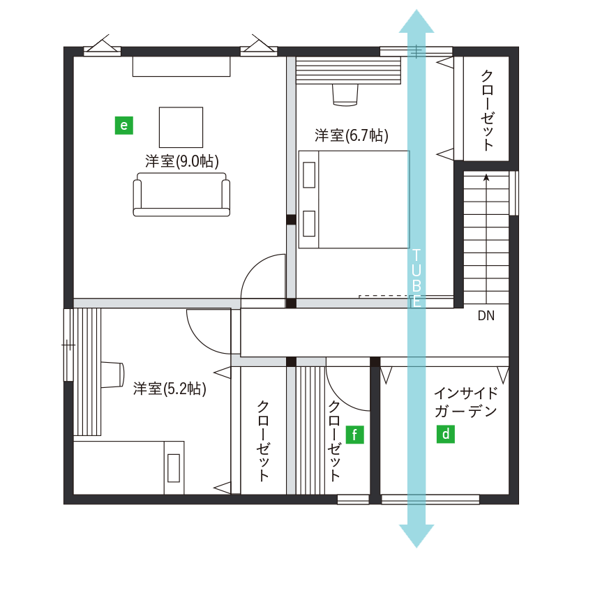 typeAオープンキッチンスタイル間取り