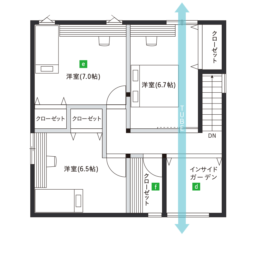 typeB クローズキッチンスタイル間取り