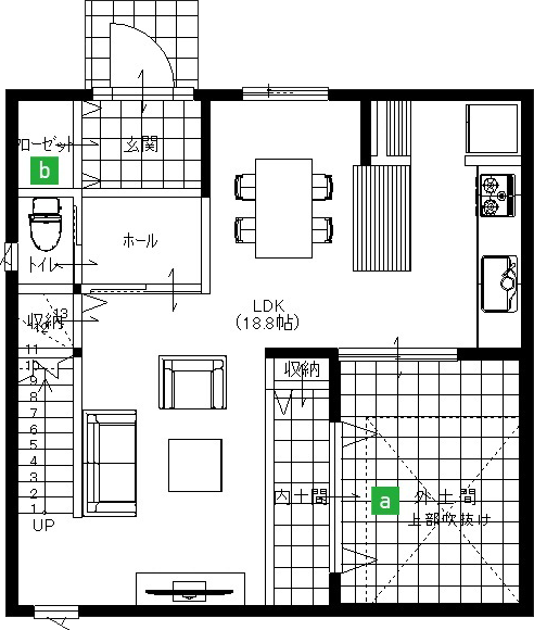 typeDOMA ~外に閉じて、内に開く~土間タイプ 間取り